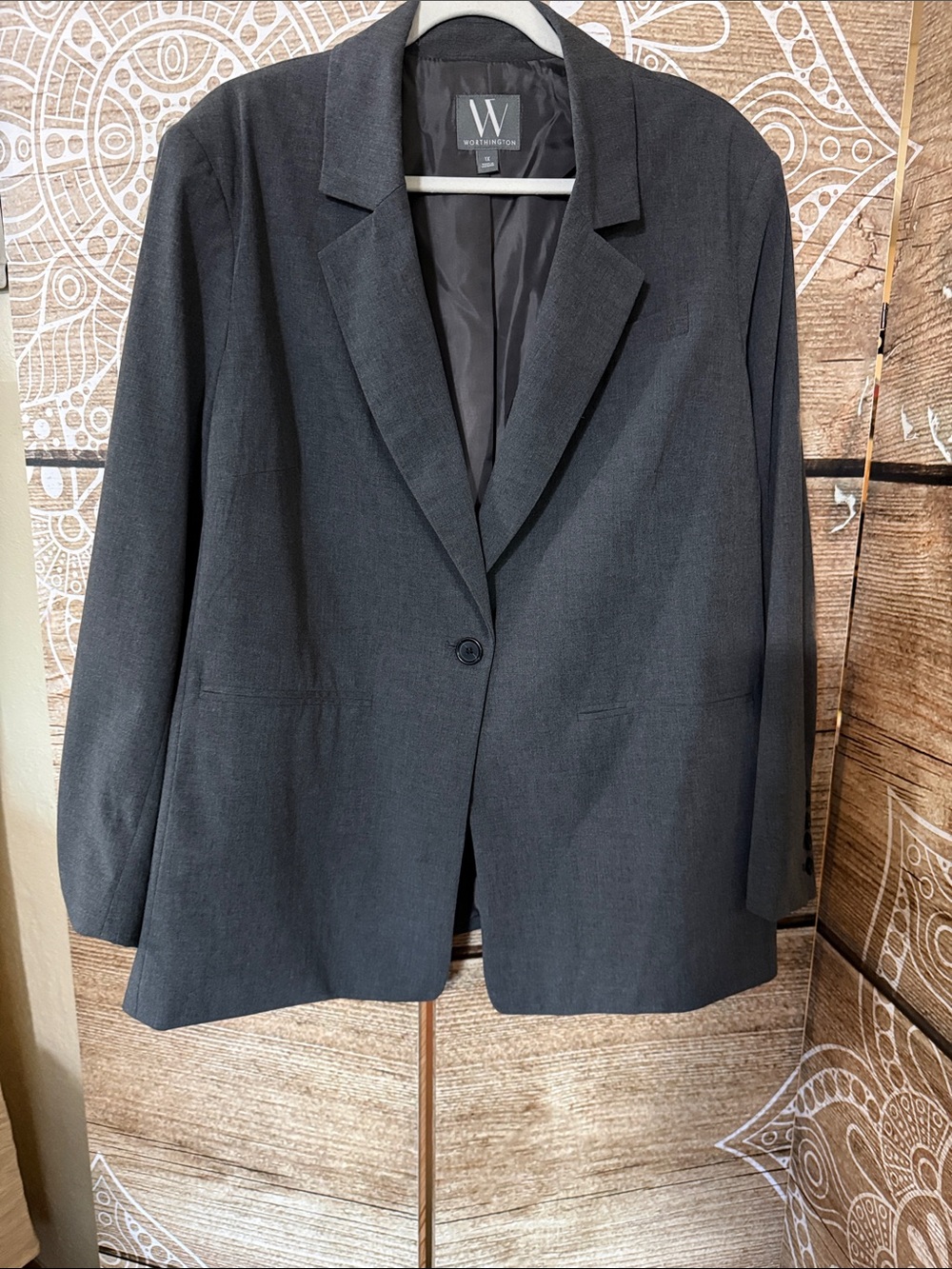 Worthington Dark Gray Single-Button Blazer
